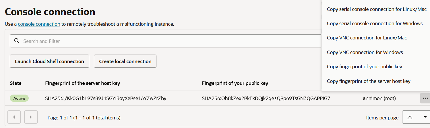 Oracle local connection