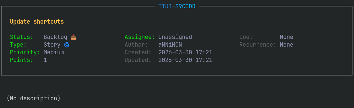 Instant tiki creation